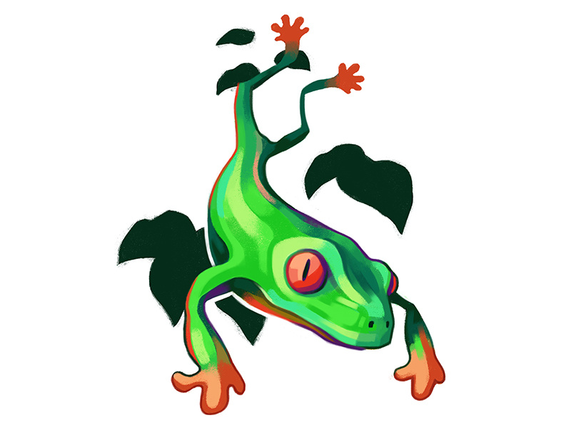 Tree Frog color digital brush sketch drawing painting animal woods forest jump frog tree