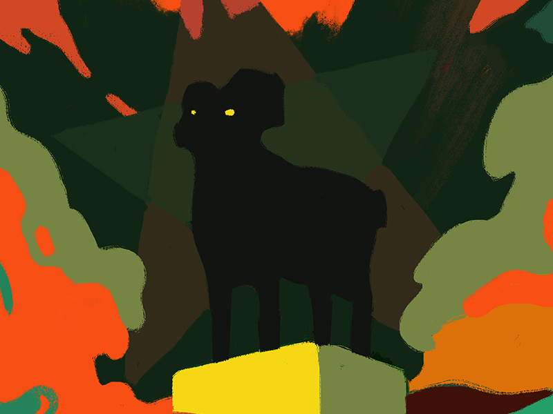 New Piece WIP : Untitled pedestal orange abstract satan dark arts alchemy creation star clouds ram