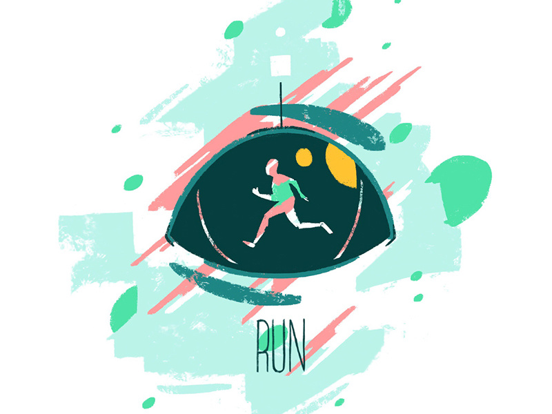 Run watching escape 80s retro running eye run