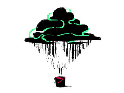 Catch black bucket catch cloud collect fill green harness pink rain store