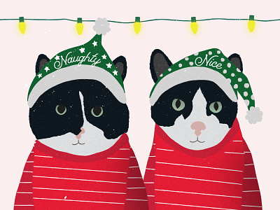 Cats In PJs brushes cats christmas christmas lights illustration illustrator naughty naughty or nice nice pajamas target wacom tablet xmas
