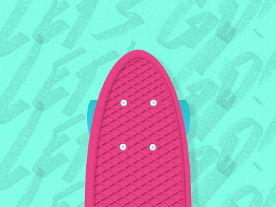 Let's Go! illustration mint pink skateboard texture