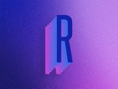 R Retro blue dark blue gradient letter light purple noise purple r retro shadow type