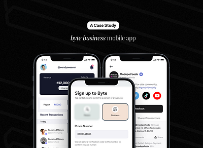 Byte Business Mobile App branding product design ui uiux ux