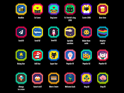 8 bit Badge collections 8 bit badges discokat illustration tunemoji