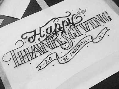 Happy Thanksgiving Inked be thankful brush pen inked lettering script tbks thanksgiving typography