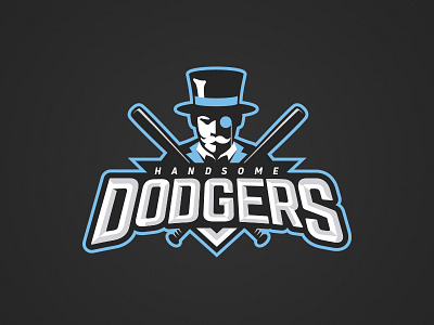 Handsome Dodgers Revisit 2 baseball bat dodgers gentleman handsome illustration lettering logo monocle mustache sports