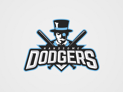 Handsome Dodgers Revisit 1 baseball bat dodgers gentleman handsome illustration lettering logo monocle mustache sports