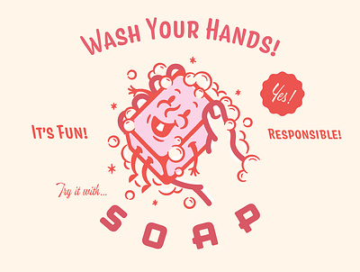PSA: Wash Your Nasty Hands! branding character clean illustration mid century quarantine soap wash your hands