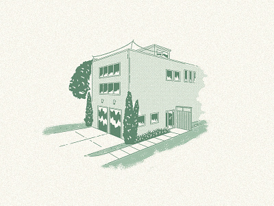 The Compound Illo architecture building cream green illustration texture