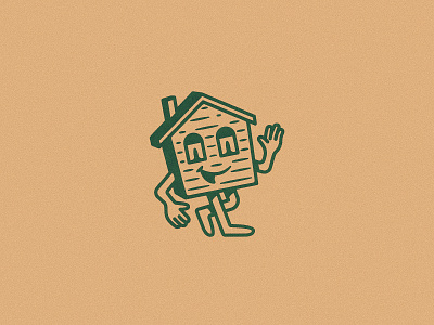 Hello, Home! brand assets character face green hello home house illustration logo texture vintage