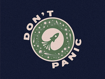 DON'T PANIC aliens book dont panic hitchhikers guide to the galaxy humor illustration space texture vintage