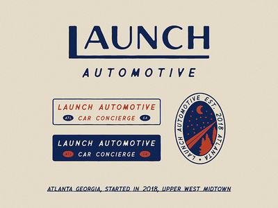 Launch Automotive Logos automotive brand identity branding branding and identity custom type custom typography illustration logos texture vintage