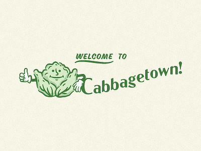 Cabbagetown Mural Design cabbage design green illustration mural typography vintage