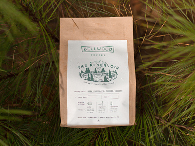 Bellwood Coffee Packaging - "The Reservoir" bag design coffee coffee bag green illustration label design packaging packagingdesign