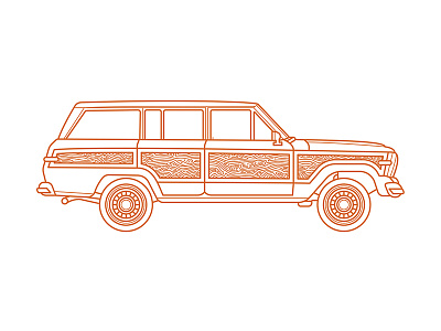 Grand Wagoneer car illustration monoline orange simple vehicle wagoneer