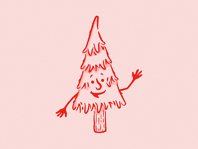 Happy Tree character environment halftone happy illustration pink red tree