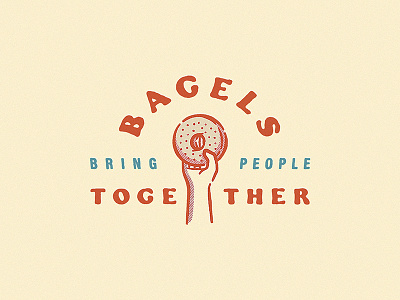 Bagels Bring People Together bagels cooper black food food and drink food in the air retro typography vintage
