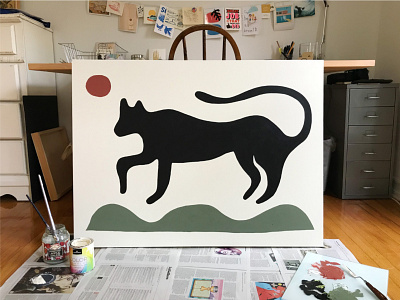 Panther Painting art artwork canvas forms painting panther simple
