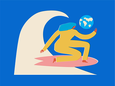Surf for the Earth art print earth earth day figure illustration illustration ocean surf surfing wave