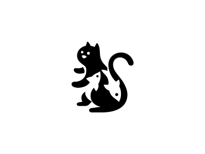 Cat & Fish ɞ belcdesign branding cat fish flatlogo logodesign logomark negativespace patrykbelc restaurant