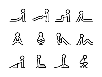 Gymnastic positions ● belcdesign branding flatdesign gimnastics gym icons iconset lineart logomarks outlines patrykbelc ui