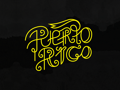 Puerto Rico island letters sword typo typography yellow