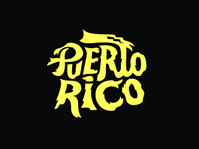 Puerto Rico v.2 / Dark flags island letters pirates sword typo typography yellow