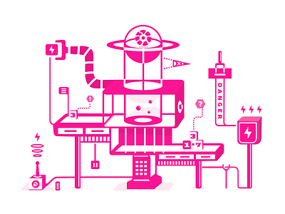 Machine Dribbble belcdesign blocks danger eye machine radio robot