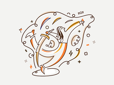 Kinaj belc belcdesign illustration linear orange style vectors warrior