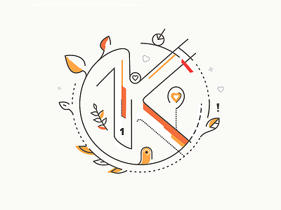 1K followers ! 1k belcdesign blc fallowers forfun illustration numbers orange outline prostyle