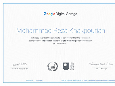 Digital Marketing certificate branding digitalmarketing mhmd satan mhmdsatan mohammad rezakhakpourian mohammadreza khakpourian mohammadrezakhakpourian دیجیتال مارکتینگ محمدرضا خاکپوریان محمدرضاخاکپوریان