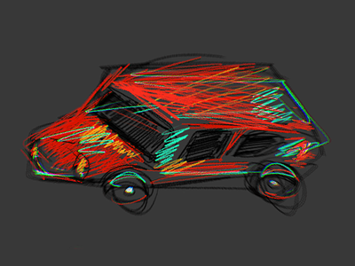 Neon 001 car chaotic colors design doodle illustration pencil tool race car