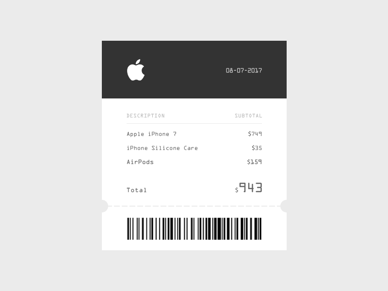Email Receipt apple clean daily email receipt ui ux