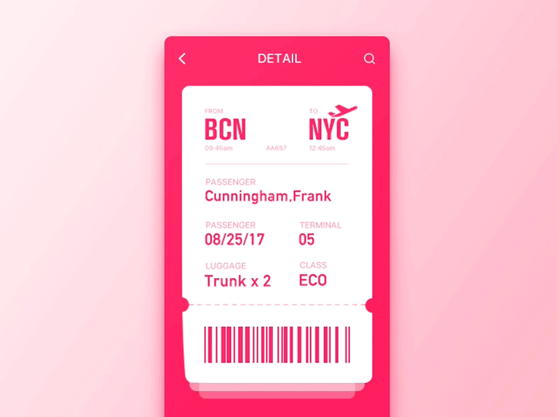 Boarding Pass boarding daily page pass ui