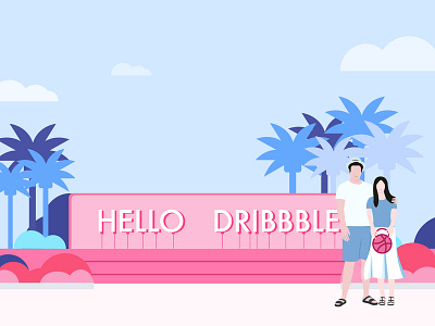 Hello dribbble design illustration