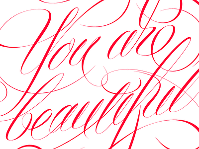 You Are Beautiful Lettering lettering print script spencerian valentines