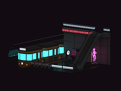 Underground cyberpunk neon voxel