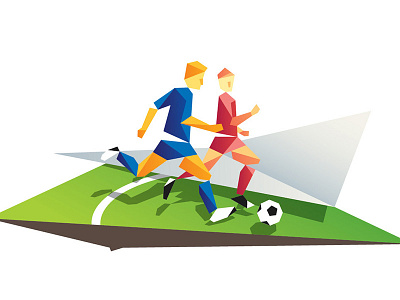 low-poly soccer players