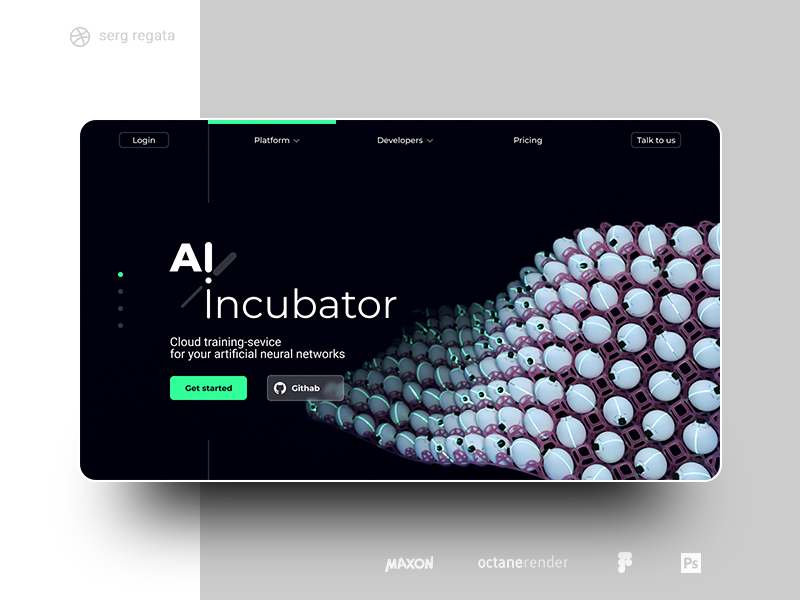 AI incubator webpage by Serg Regata on Dribbble