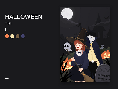 Halloween ghost halloween pumpkin tombstone vampire witch 创作的 扁平 插图 特征 设计