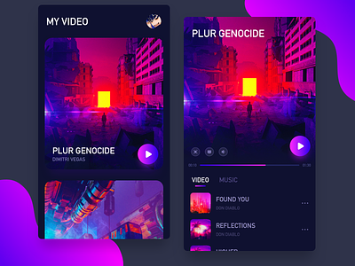 Video photo pink video video app 创作的 扁平 插图 特征 蓝色 设计