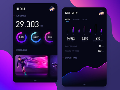 Sport Tracking purple sport sport app sport tracking sport tracking app 创作的 扁平 插图 特征 粉 蓝色 设计 运球