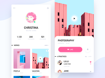 Work page app blue creation design feature illustration pink play ui work work page