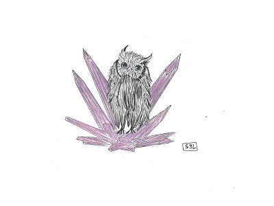 Owl and crystal design illustration