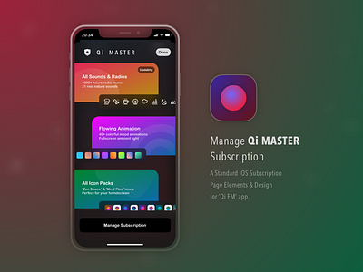 Manage Subscription Design for ‘Qi FM’ IAP app appstore colorful gradient iap ios purchase subscription