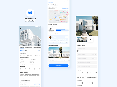 House Rental App - UI Design adobe xd design high fidelity wireframe house rental app product design ui ui design user experience design user interface user interface design ux visual design wireframe