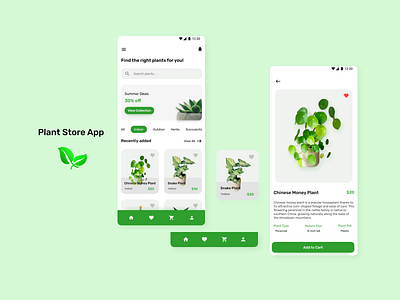 Plant Store App - User Interface Design adobe xd design plant app product design ui user experience design user interface user interface design ux