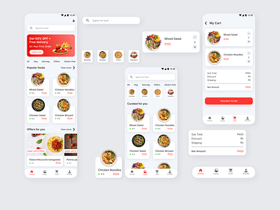 Food Delivery App - User Interface Design adobe xd food delivery app high fidelity wireframing product design ui user experience design user interface user interface design uxui design visual design wireframing