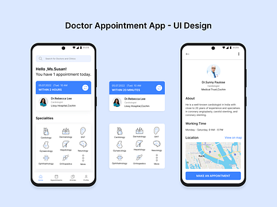 Doctor Appointment App - UI Design android design figma product design ui user interface